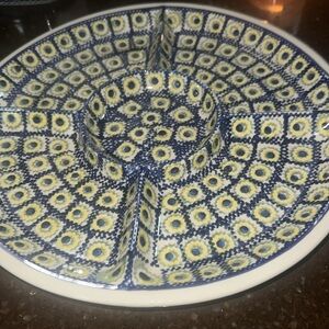 Large veggie tray or cookie try very nice polish pottery dress up your table